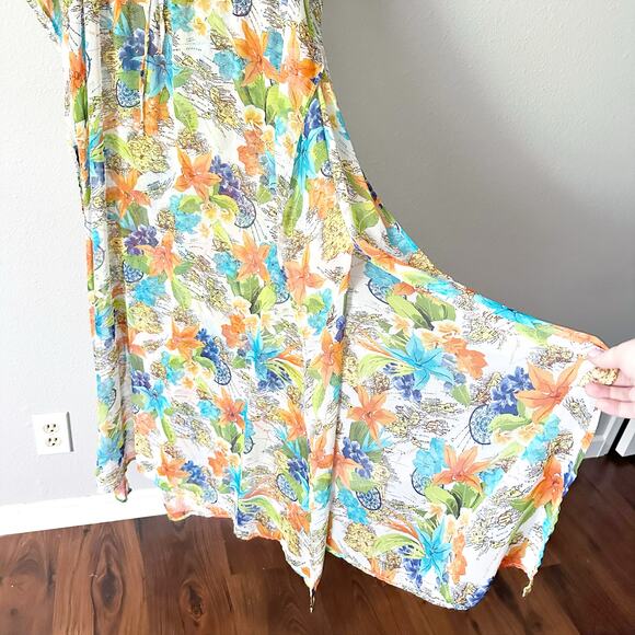 Tommy Bahama World Map Cartography Semi-sheer Kaftan Swim Cover Up Women's Large - Picture 9 of 12